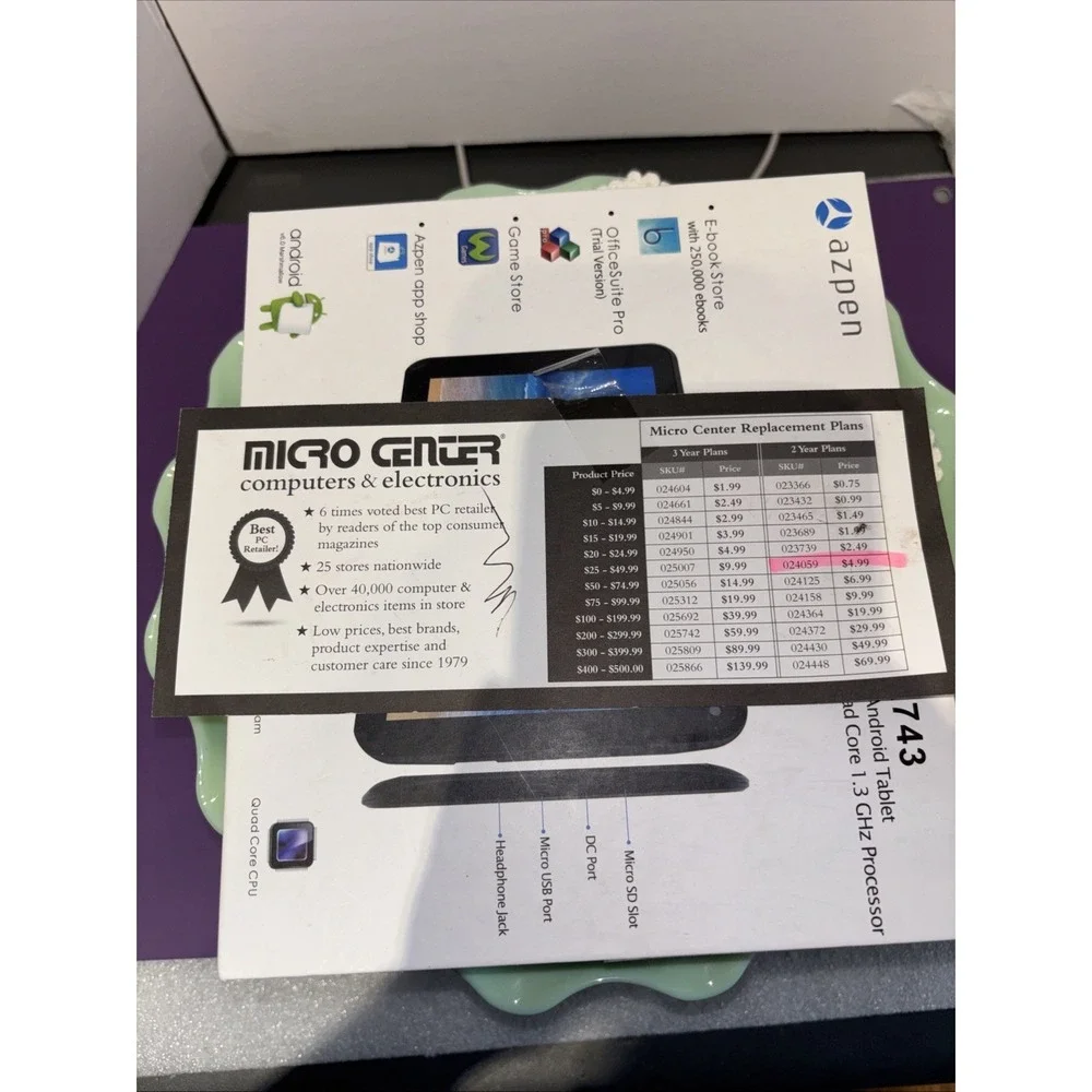 Azpen A743 Quad Core Built-In Front Camera 8GB Storage Tablet In Box